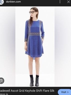 Madewell Ascot Grid Silk Dress SZ M